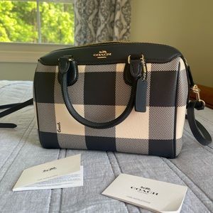 Coach Mini Bennett Bag Buffalo Plaid Print in Signature Canvas - Navy Blue
